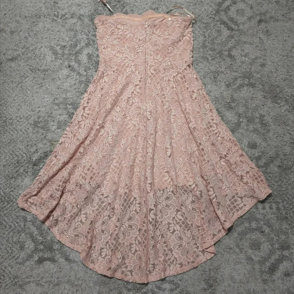 ✨️4/$20. Juniors Formal Strapless High Low Dress, All Over Lace, Scalloped Chest - Picture 9 of 16